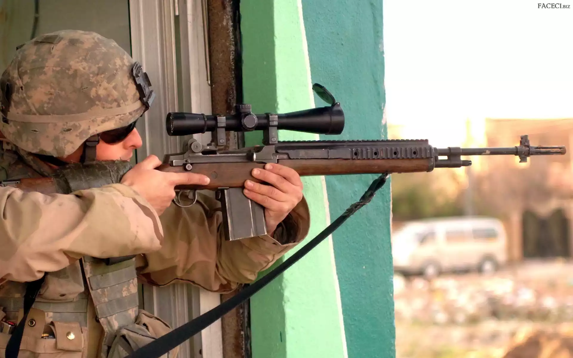 Broń, Mur, Żołnierz, Strzały